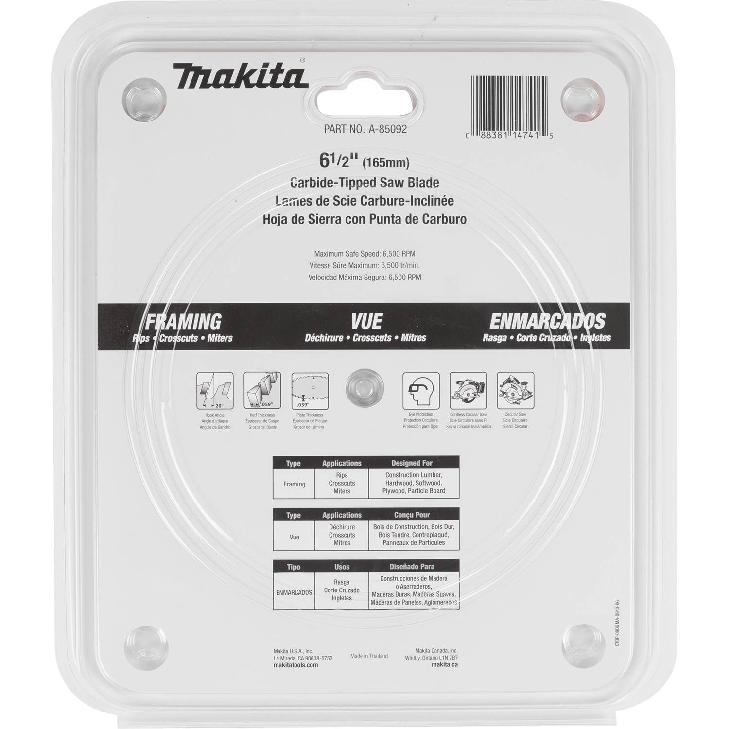 Makita A-85092 6-1/2" 24T Carbide-Tipped Circular Saw Blade, General Purpose - Image 3