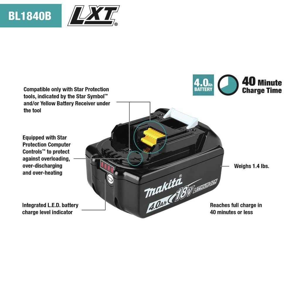Makita ADBL1840BDC1 Outdoor Adventure™ 18V LXT® Lithium-Ion Battery and Charger Starter Pack (4.0Ah) - Image 6