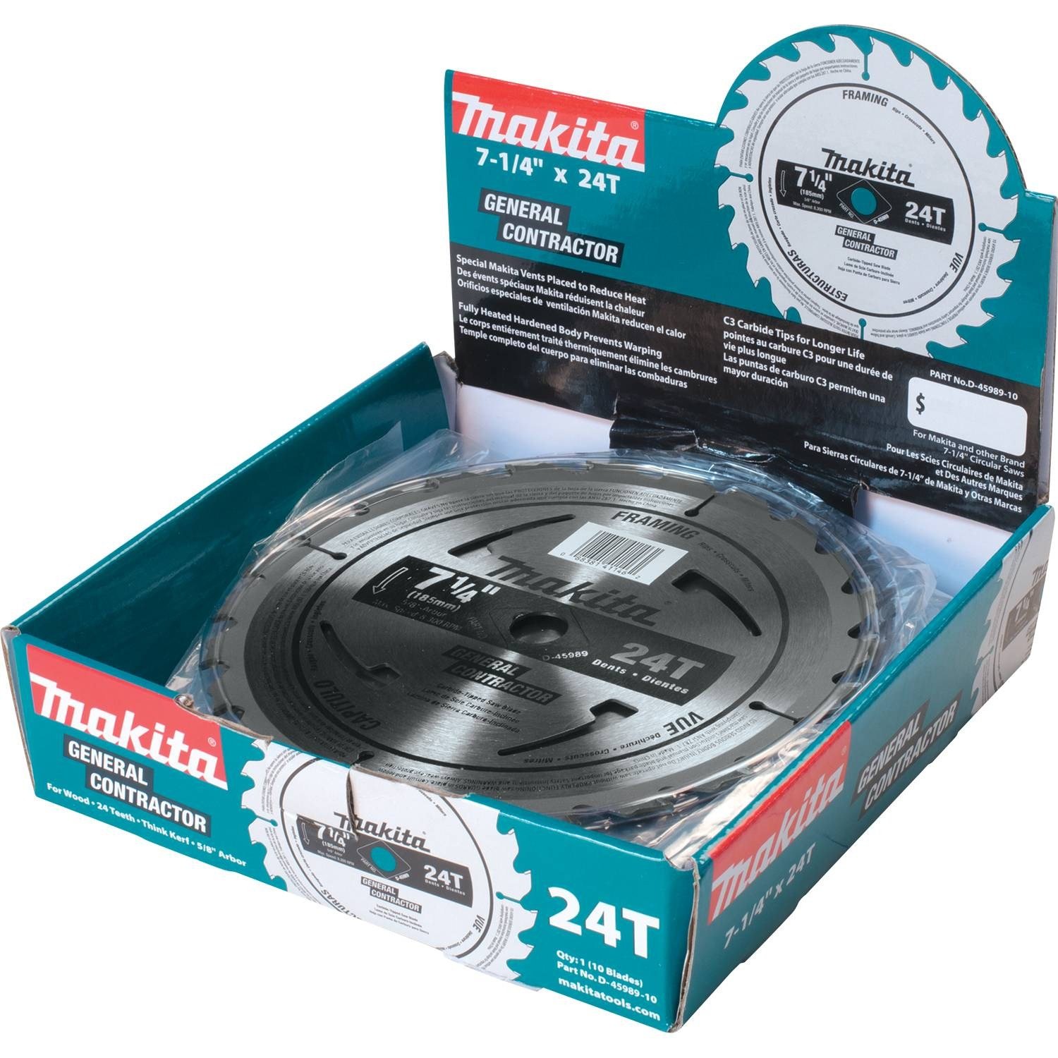 Makita D-45989-10 7-1/4" 24T Carbide-Tipped Circular Saw Blade, Framing/General Purpose, 10/pk - Image 4