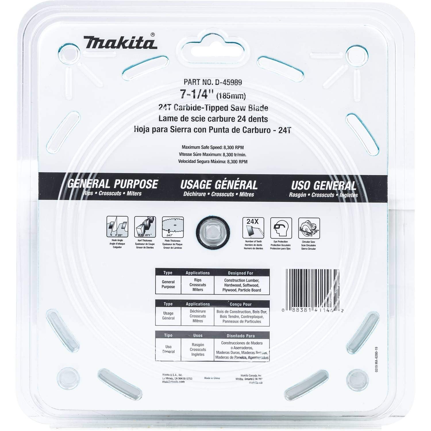 Makita D-45989 7-1/4" 24T Carbide-Tipped Circular Saw Blade, Framing/General Purpose - Image 3