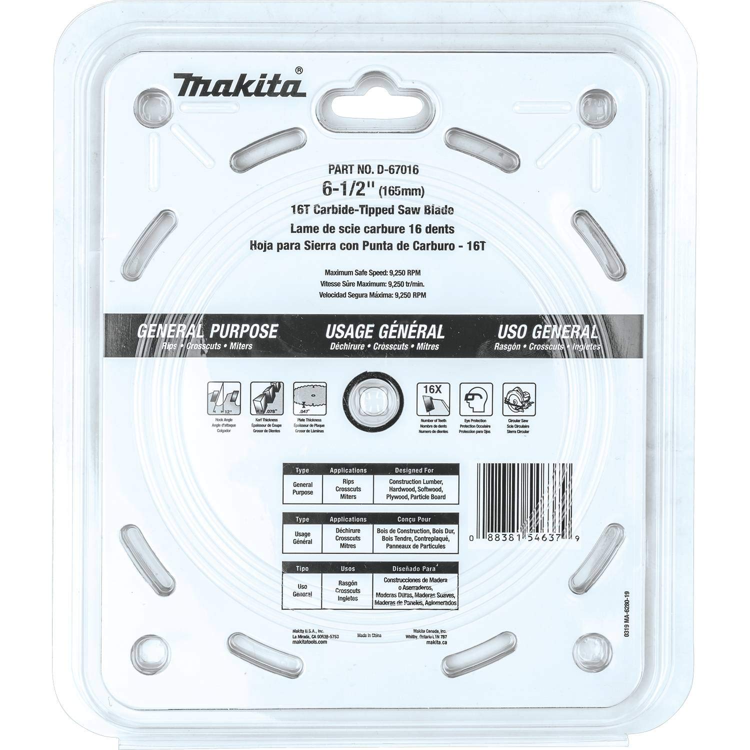 Makita D-67016 6-1/2" 16T Carbide-Tipped Circular Saw Blade, Framing - Image 3