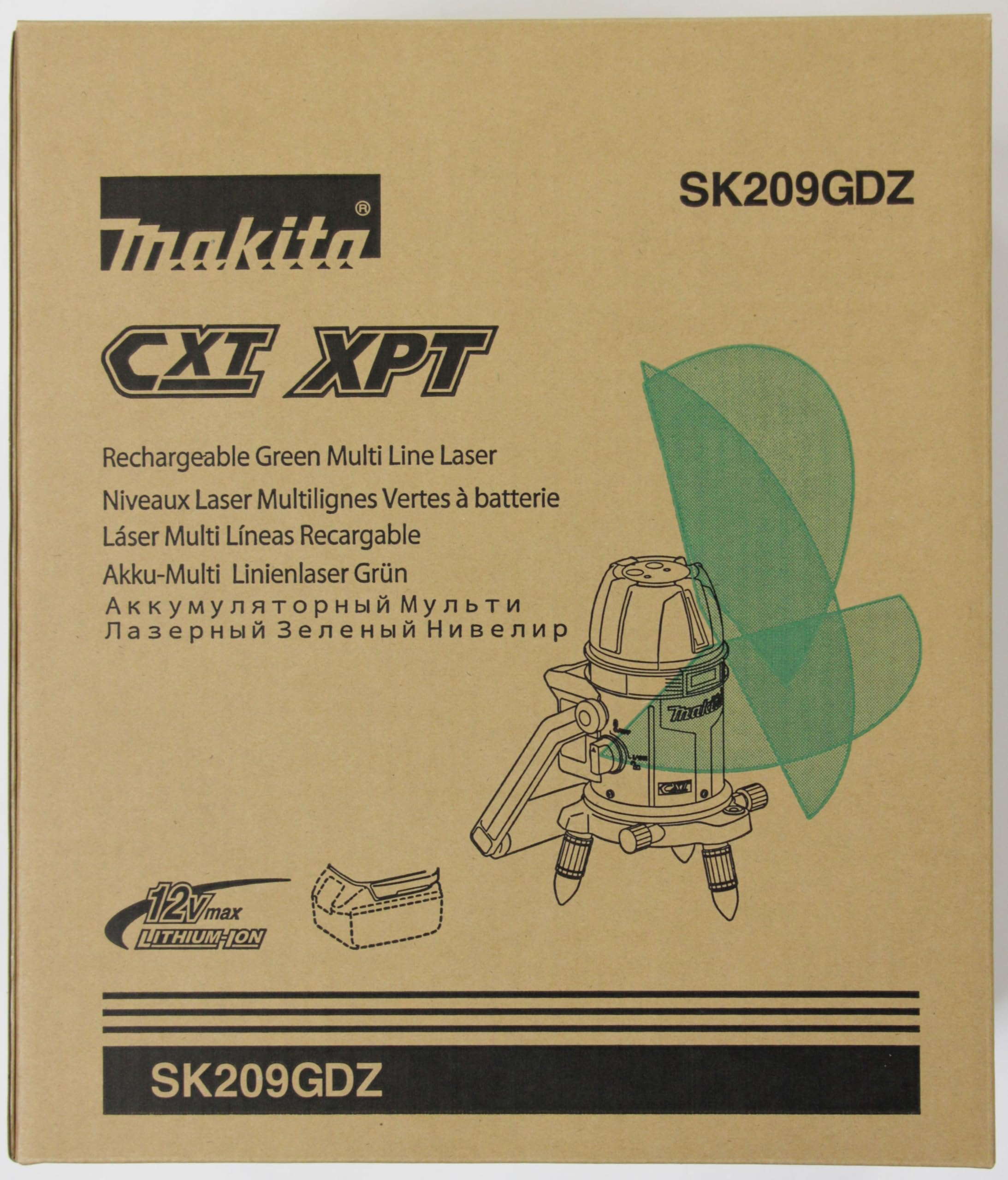 Makita SK209GDZ 12V max CXT Lithium-Ion Cordless Self-Leveling Multi-Line/Plumb Point Green Beam Laser, Tool Only - Image 17