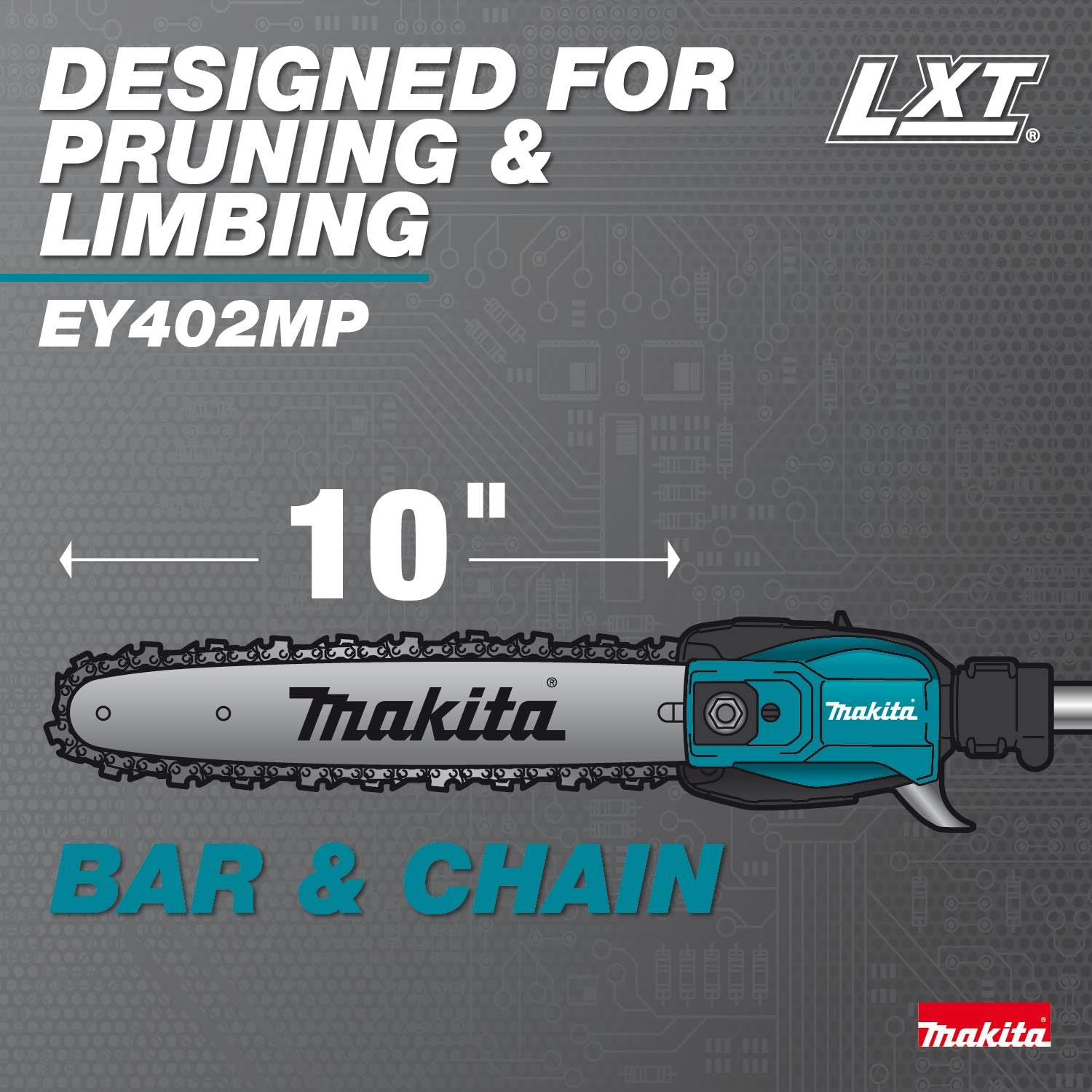 Makita XUX02SM1X5 18V LXT® Brushless Couple Shaft Power Head Kit w/String Trimmer, Pole Saw & Articulating Hedge Trimmer Attachments (4.0Ah) - Image 13
