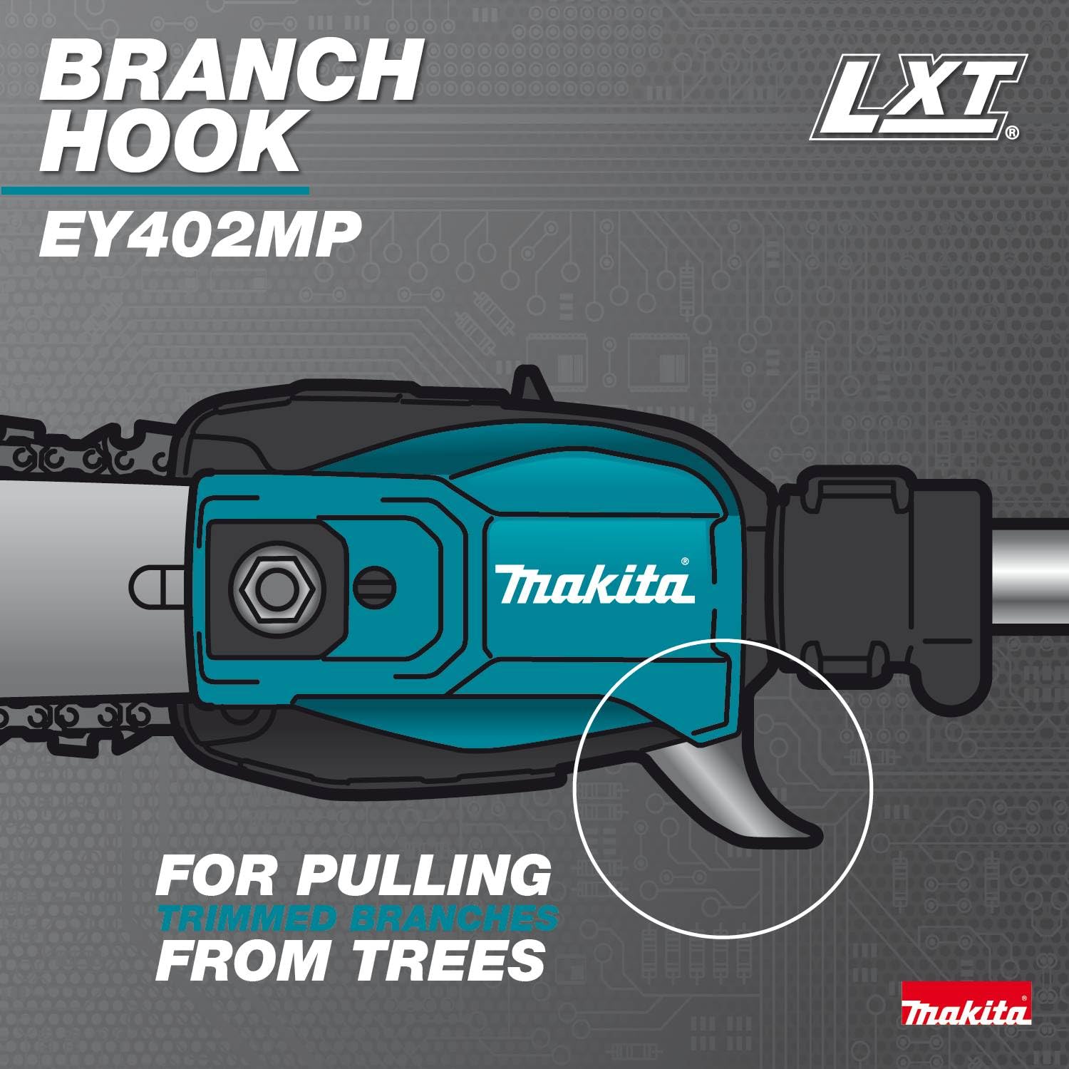 Makita XUX02SM1X5 18V LXT® Brushless Couple Shaft Power Head Kit w/String Trimmer, Pole Saw & Articulating Hedge Trimmer Attachments (4.0Ah) - Image 14