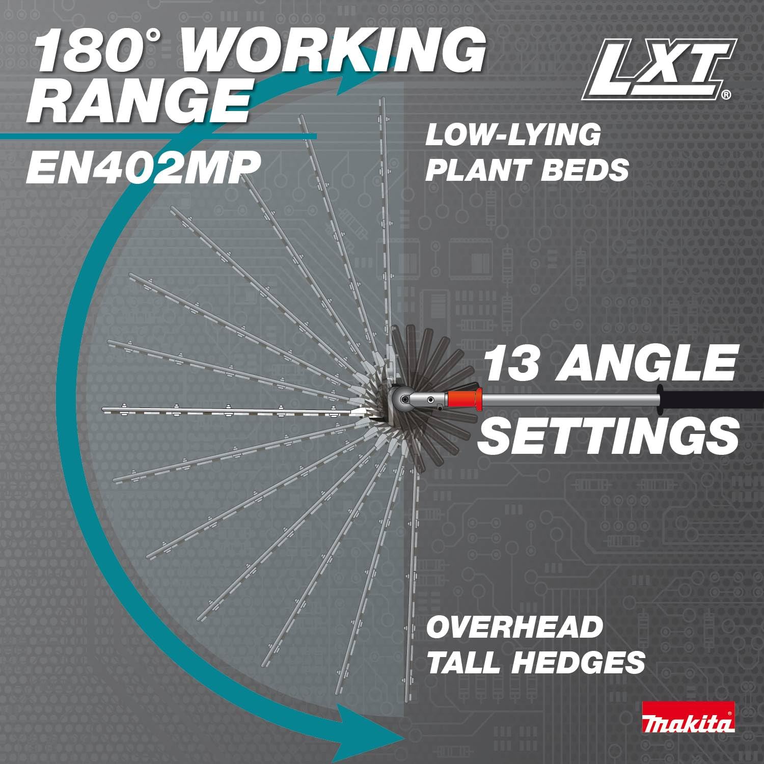 Makita XUX02SM1X5 18V LXT® Brushless Couple Shaft Power Head Kit w/String Trimmer, Pole Saw & Articulating Hedge Trimmer Attachments (4.0Ah) - Image 16
