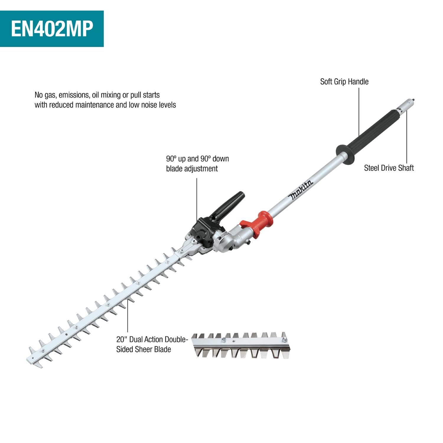 Makita XUX02SM1X5 18V LXT® Brushless Couple Shaft Power Head Kit w/String Trimmer, Pole Saw & Articulating Hedge Trimmer Attachments (4.0Ah) - Image 5